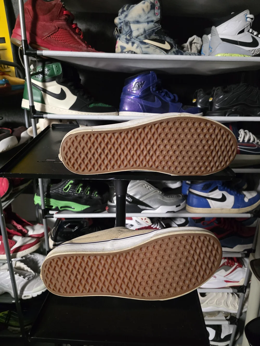 🔥 Vans Men Woven Beige Canvas Low-Top Slip-Ons with Brown Size 12  Accents